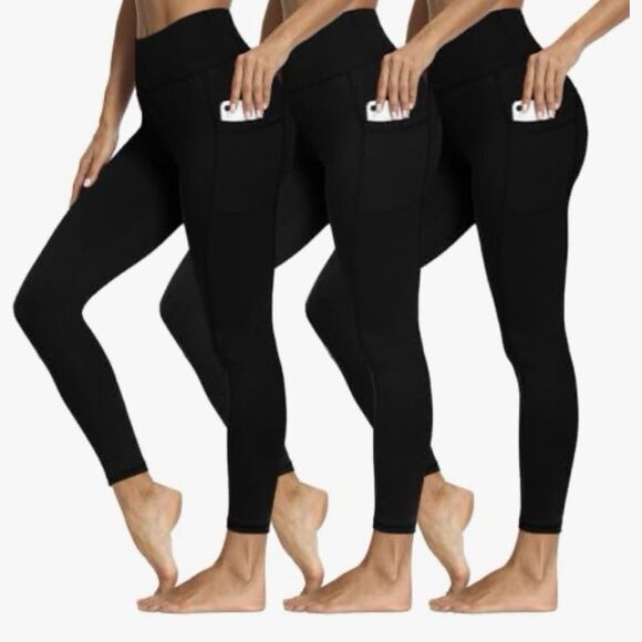 4 Pack Plus Size Leggings with Pockets for Women- High Waisted Tummy Control 2XL - Picture 1 of 6